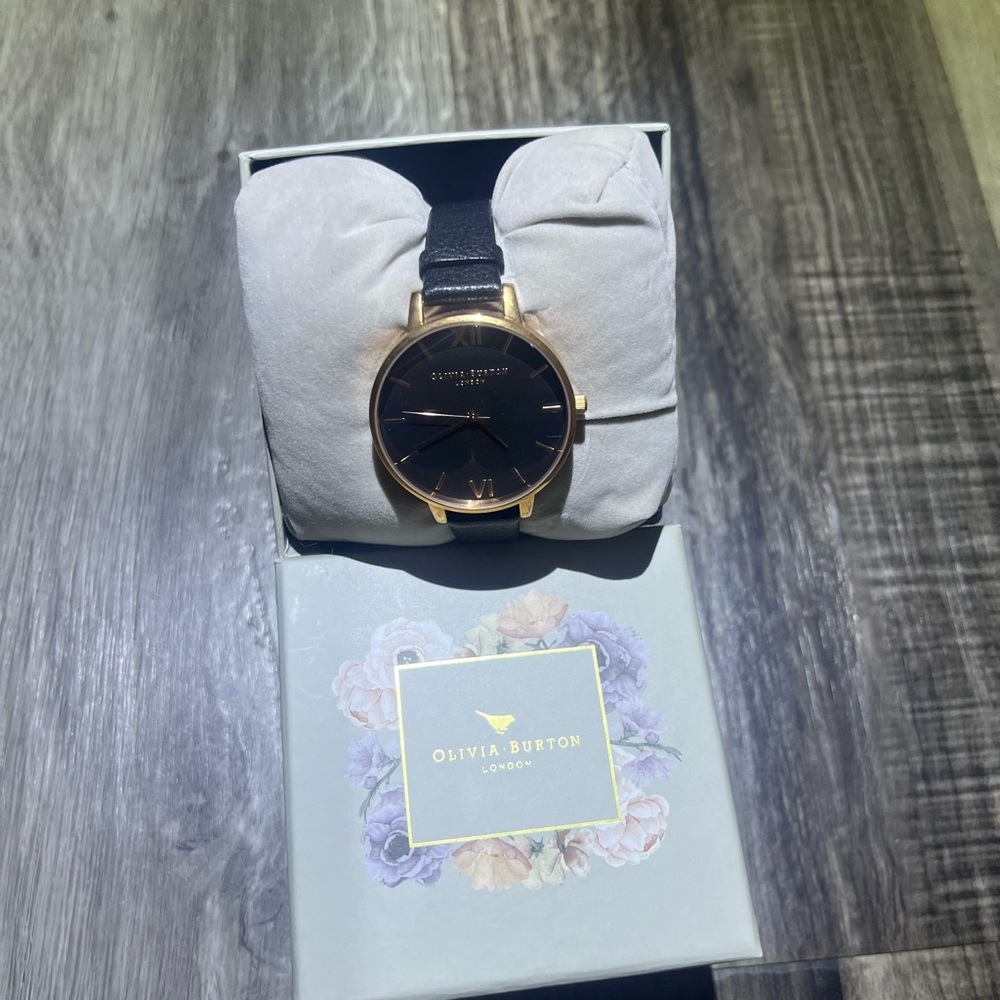 Olivia Burton Black and Gold Watch